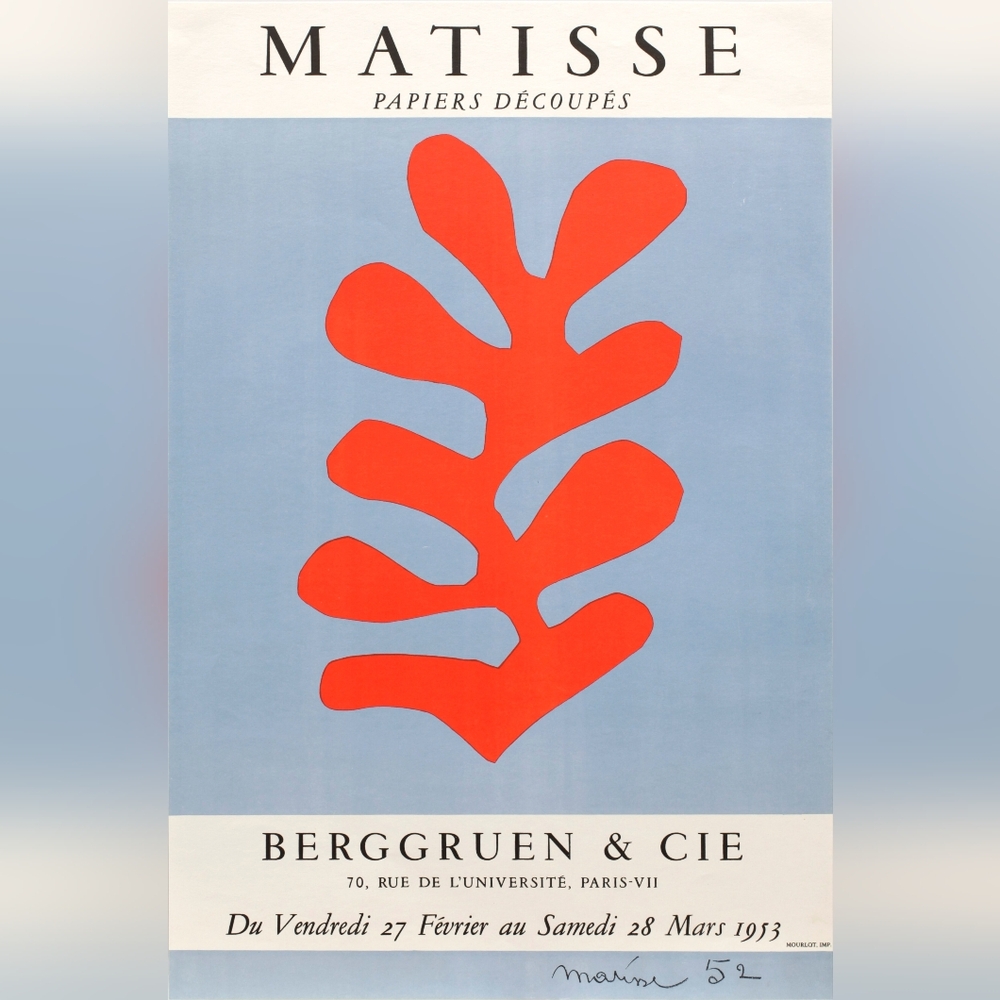 Matisse Red Leaf on Blue Print